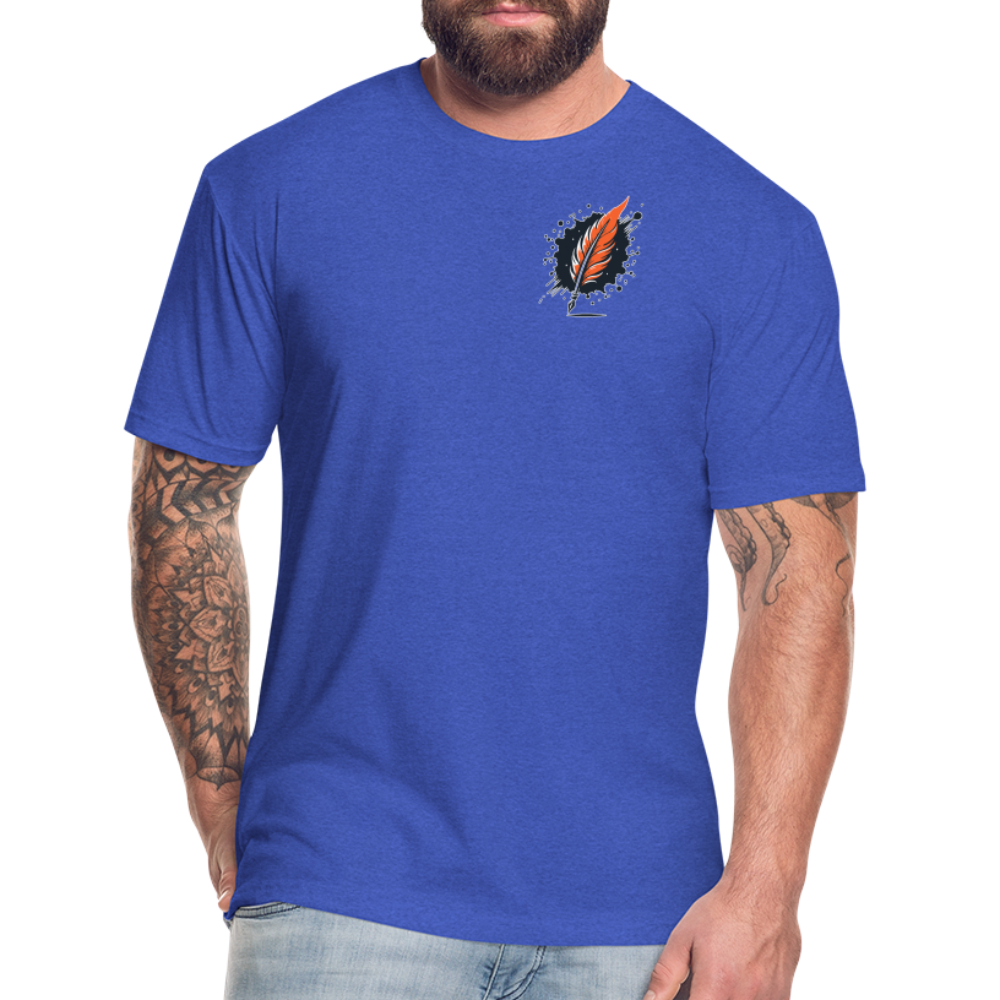 Desert Oasis Graphic Unisex Fitted Cotton/Poly T-Shirt with Logo - heather royal