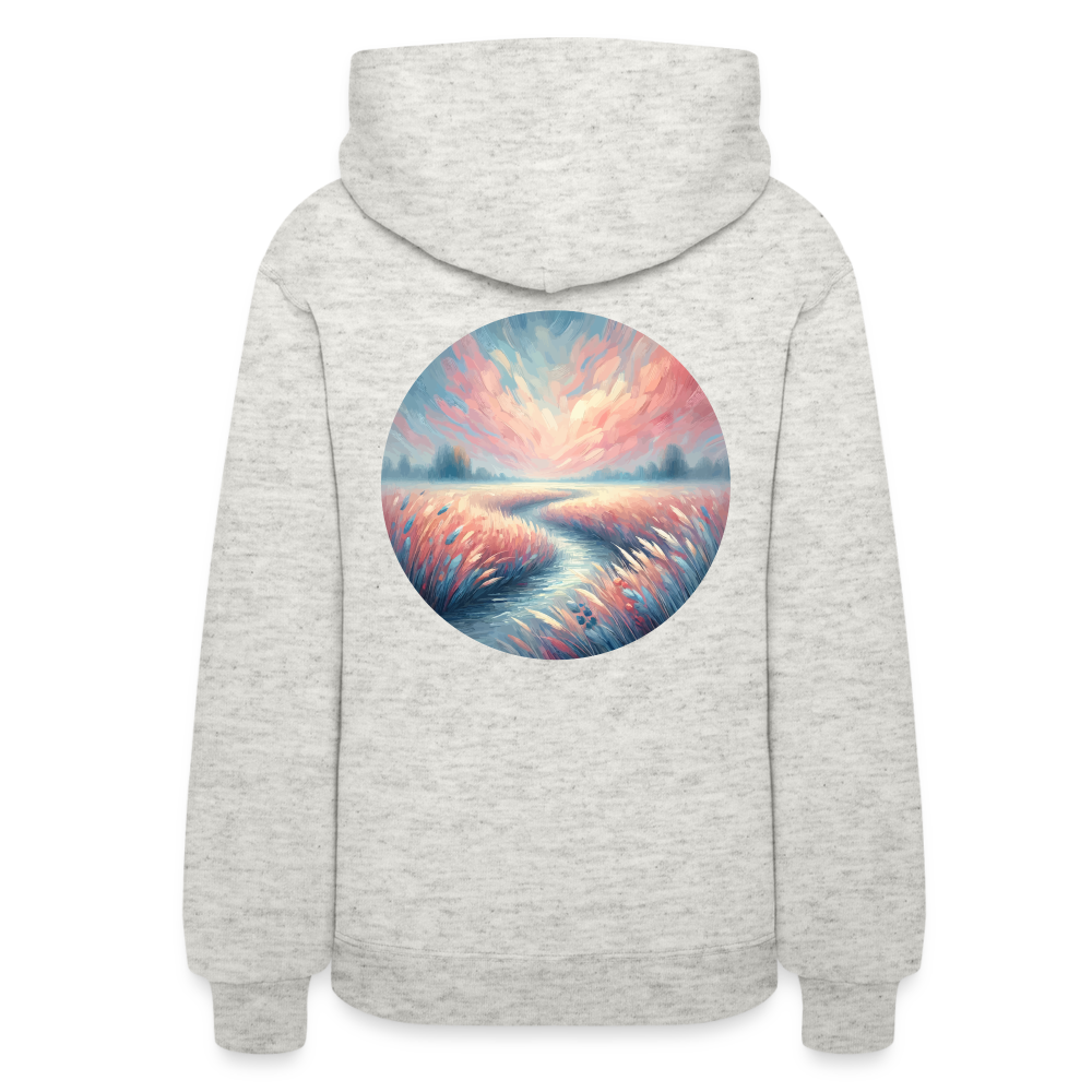 Women's River Meadow Graphic Hoodie with Logo - heather oatmeal