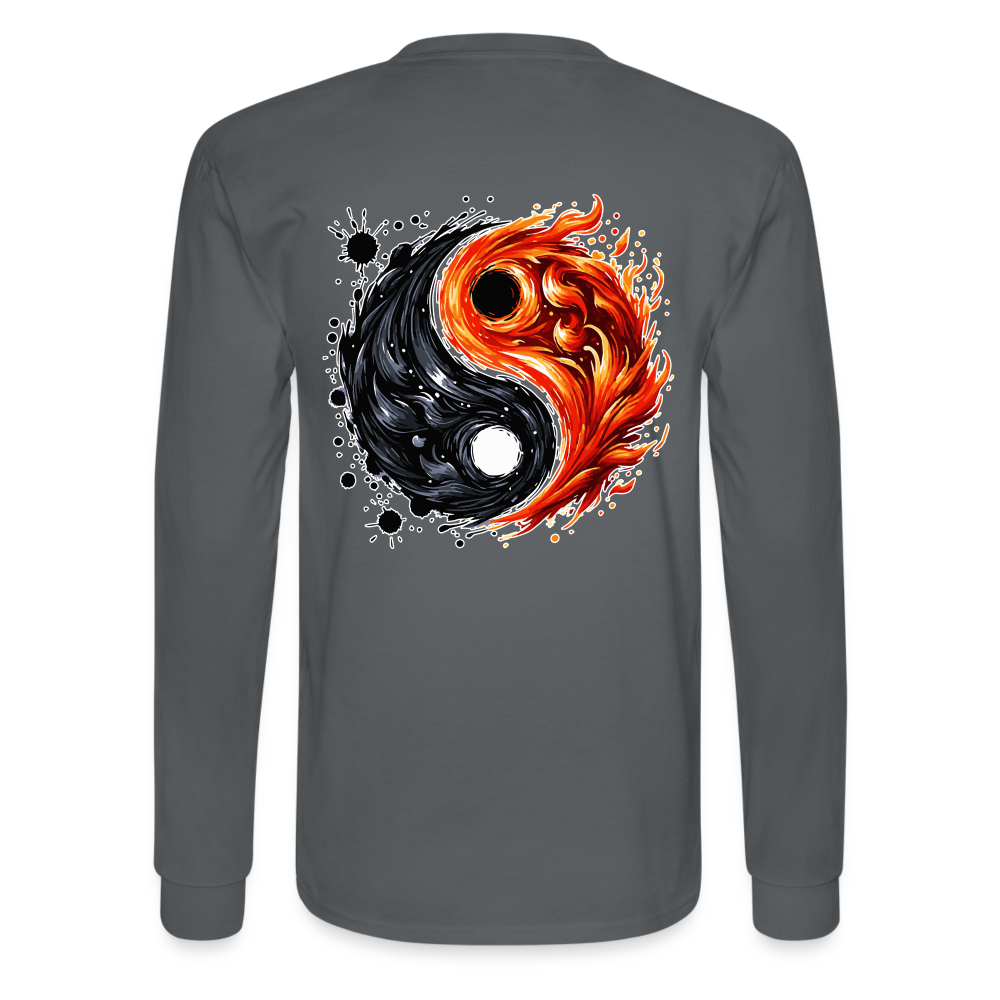 Men's Official Ink and Ember  Yin and Yang Long Sleeve Shirt with Logo - charcoal