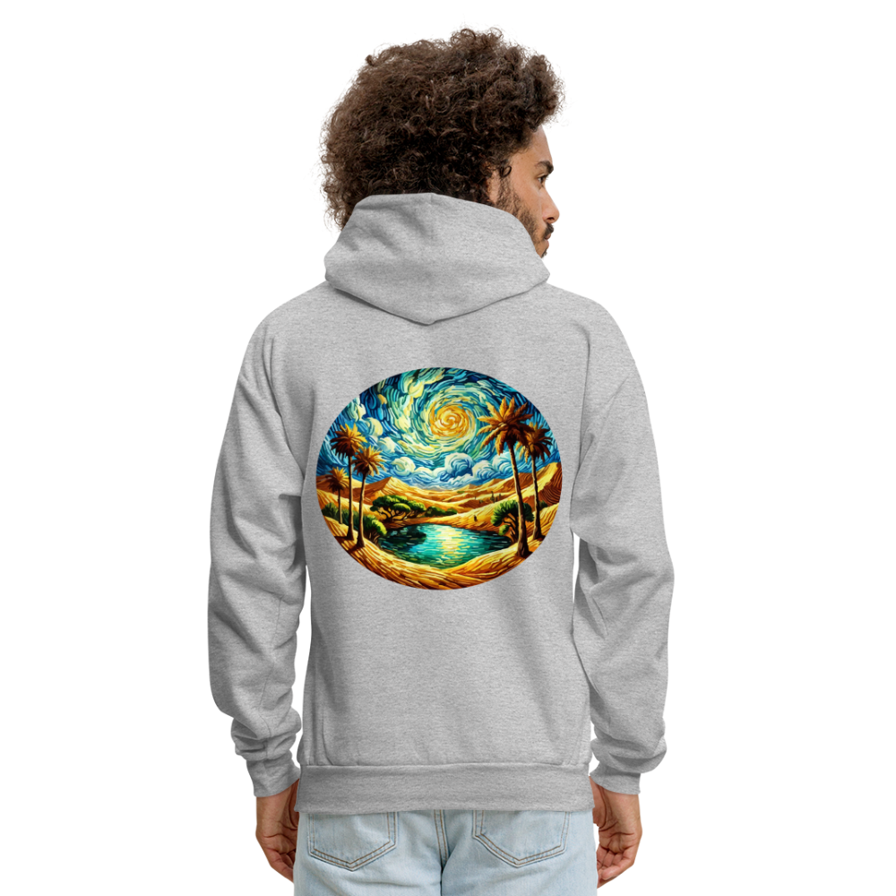 Men's Desert Oasis Graphic Hoodie with Logo - heather gray