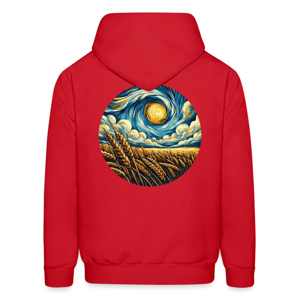 Men's Wheat Field Graphic Hoodie with Logo - red