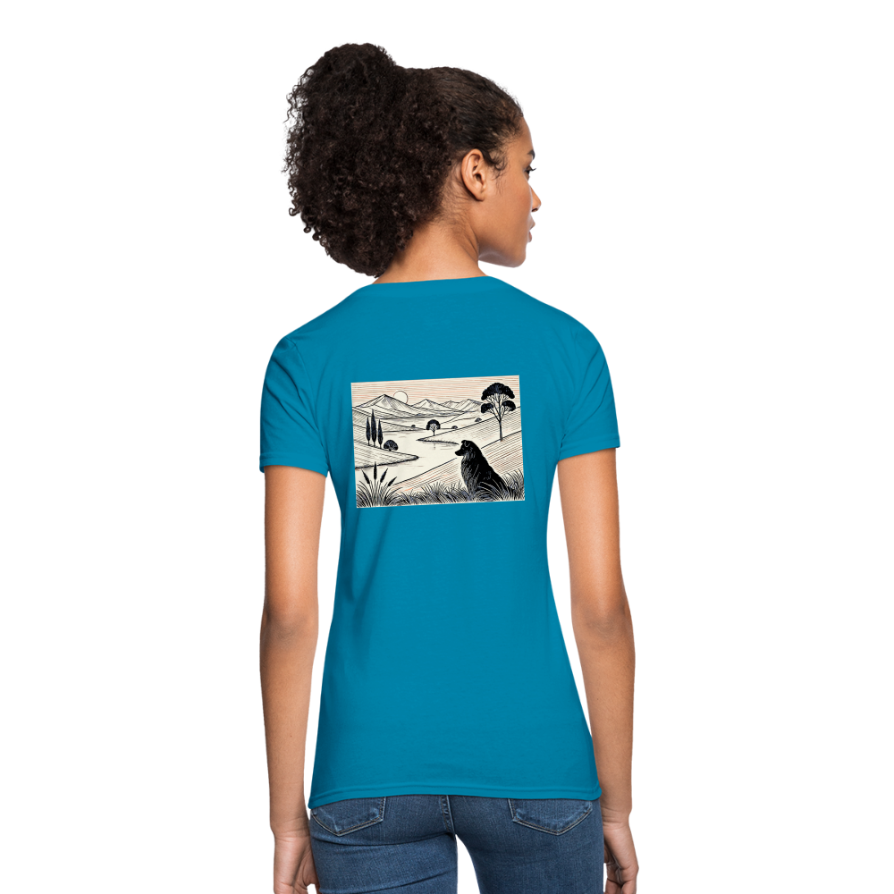 Women's Australian Shepherd Prairie T-Shirt with Logo - turquoise