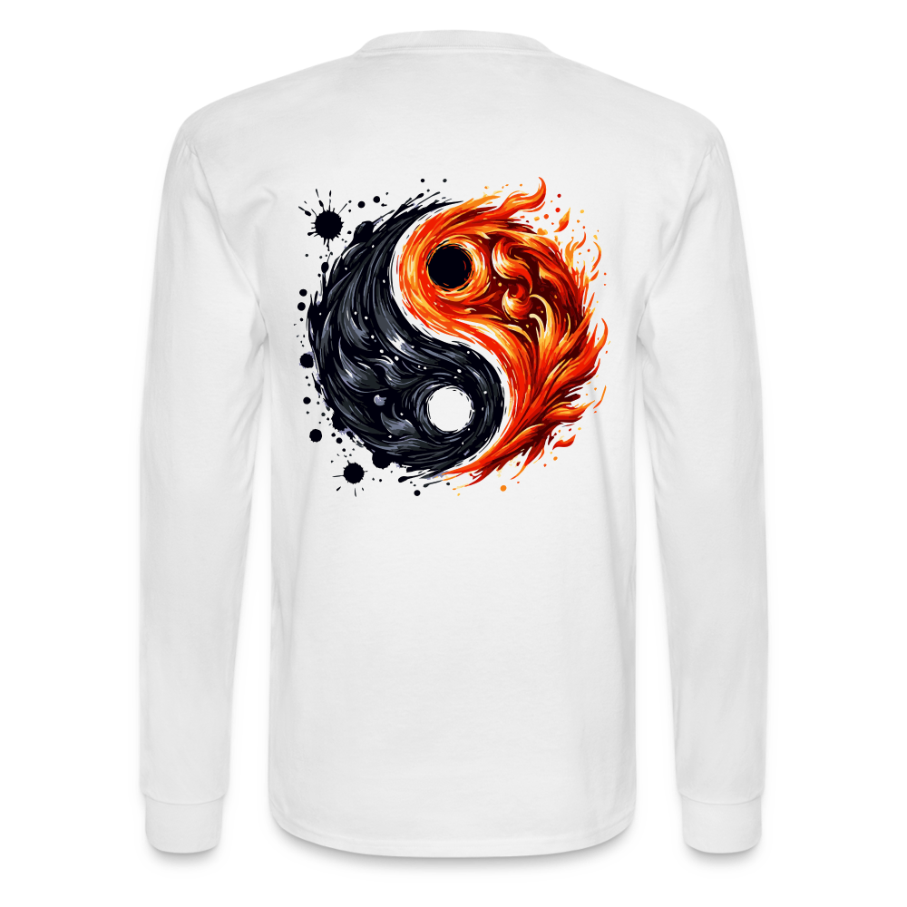 Men's Official Ink and Ember  Yin and Yang Long Sleeve Shirt with Logo - white