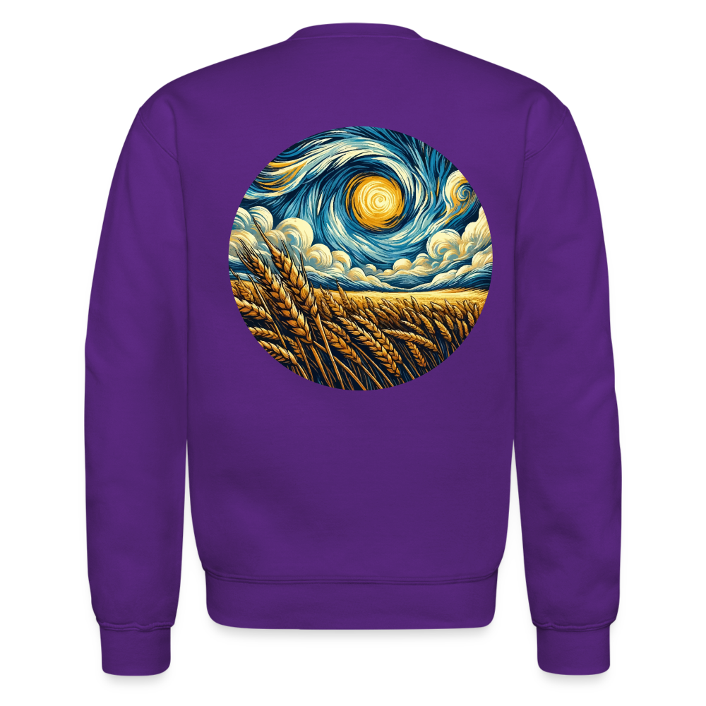 Wheat Field Graphic Crewneck Sweatshirt with Logo - purple