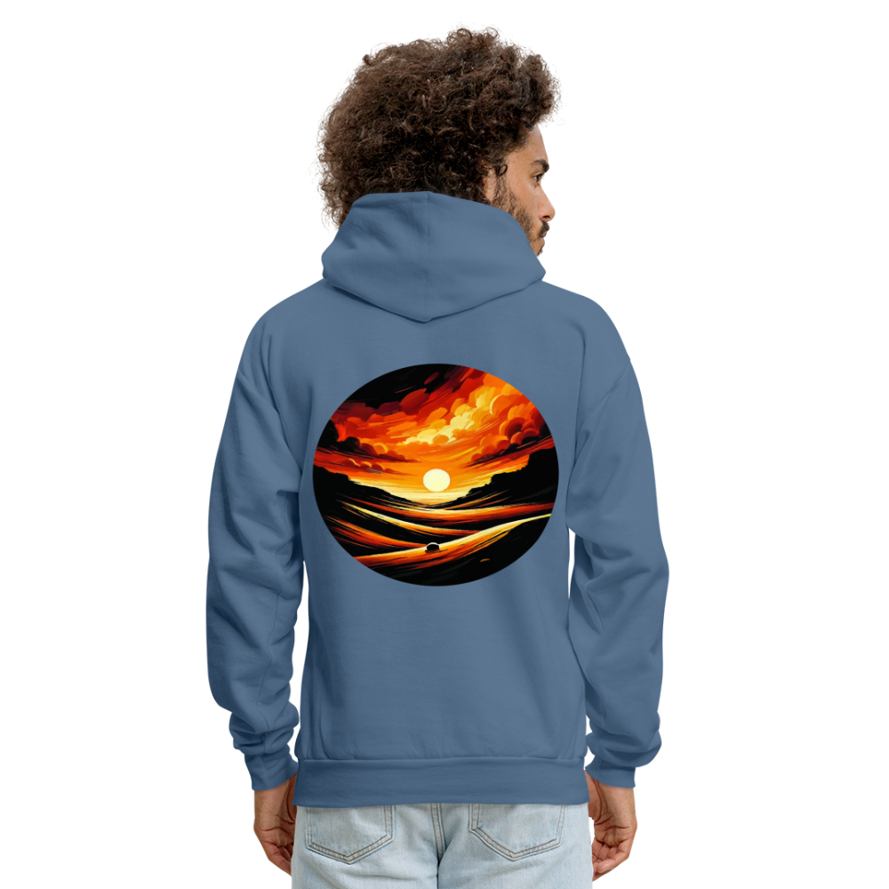 Men's Desert Sunset Graphic Hoodie with Logo - denim blue