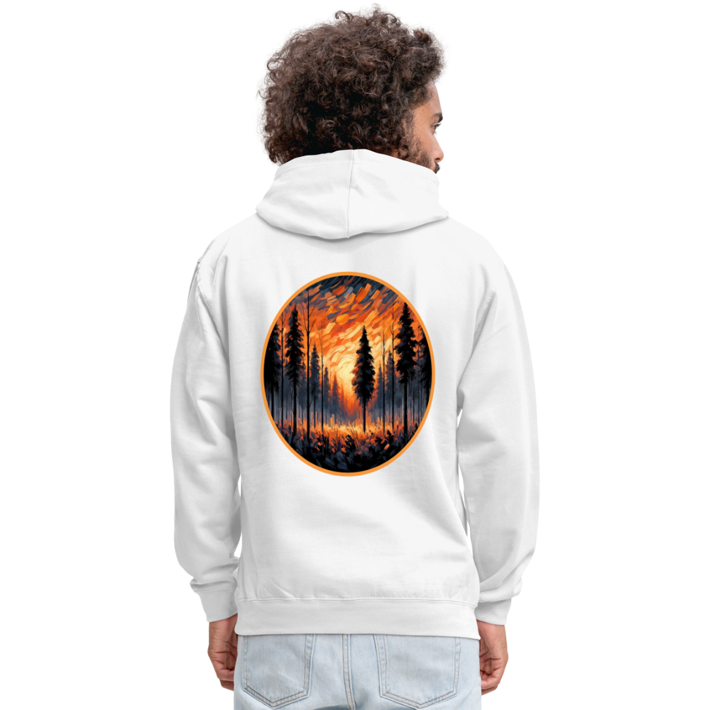 Orange Forest Sunset Graphic Unisex Contrast Hoodie with Logo - white/gray