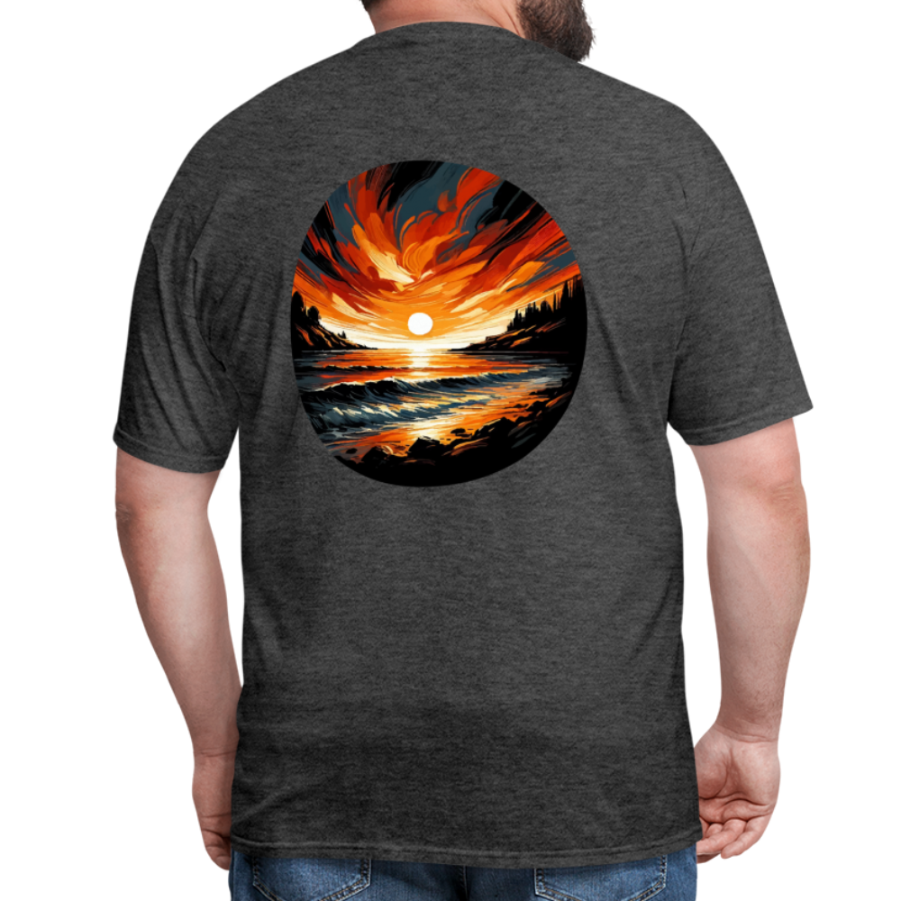 Beach Sunset Graphic Unisex Classic T-Shirt with Logo - heather black