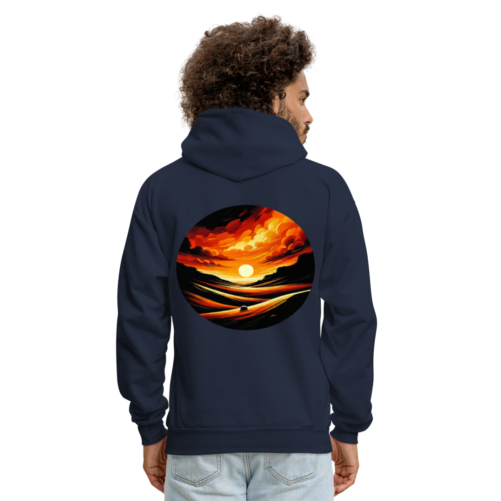 Men's Desert Sunset Graphic Hoodie with Logo - navy