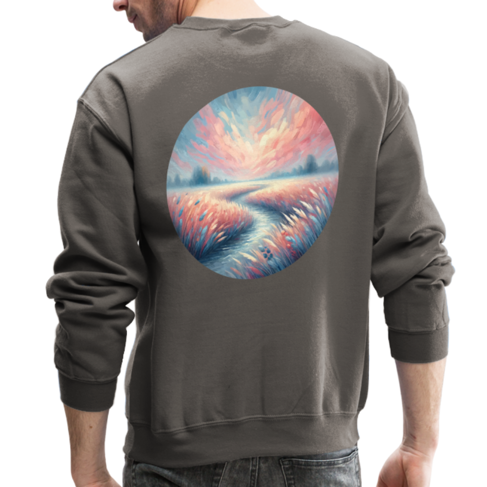 River Meadow Graphic Crewneck Sweatshirt with Logo - asphalt gray