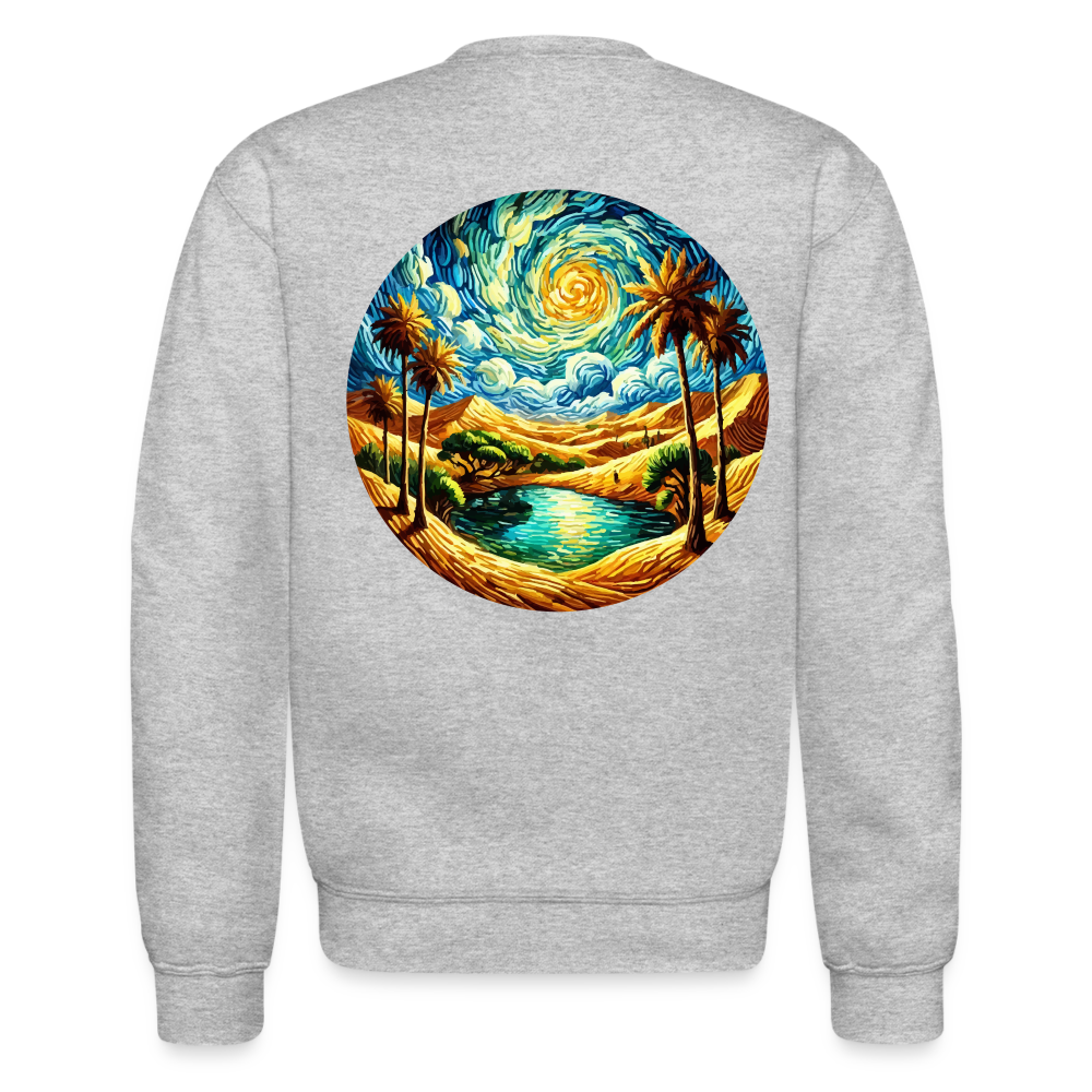 Desert Oasis Crewneck Sweatshirt with Logo - heather gray