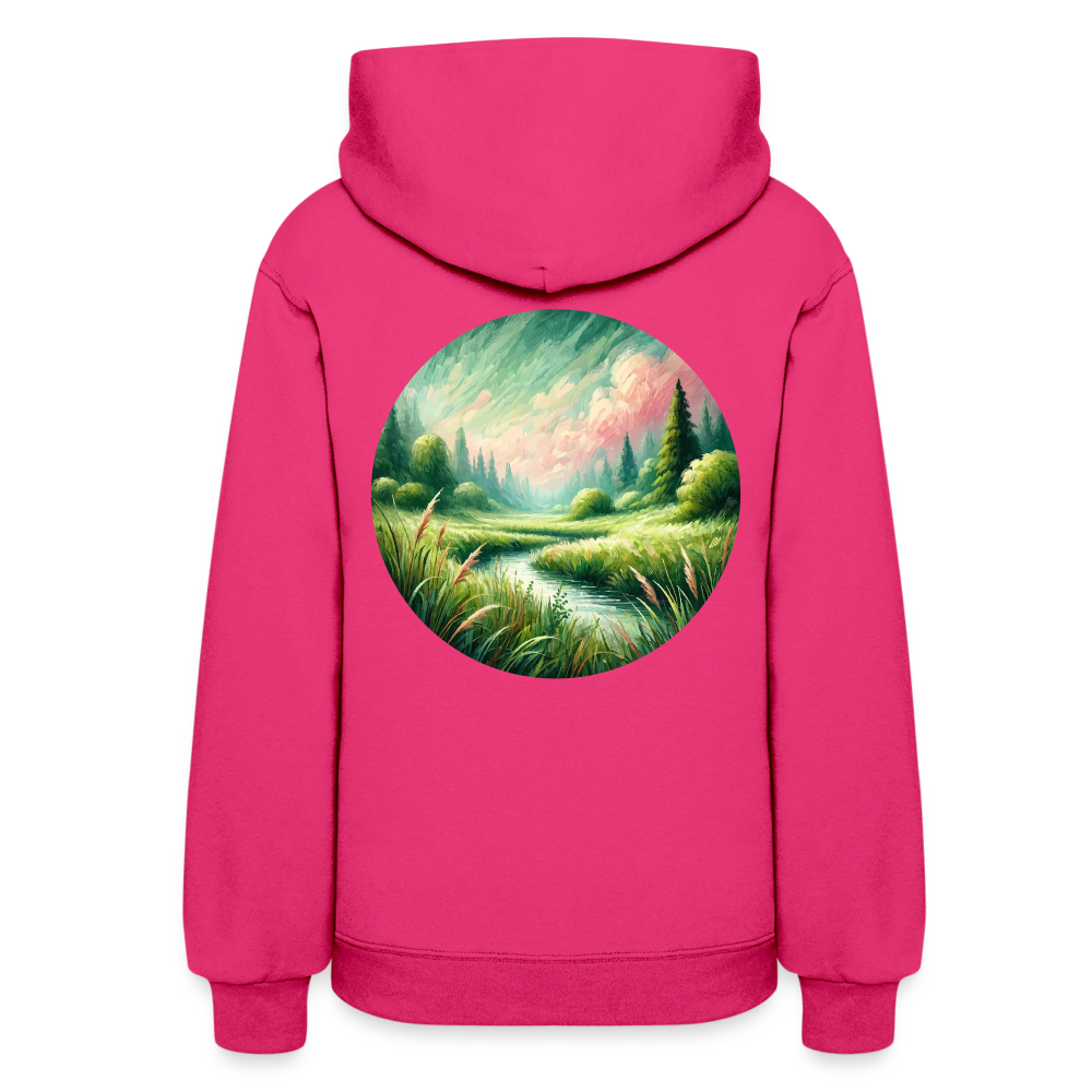 Women's Meadow Graphic Hoodie with Logo - fuchsia