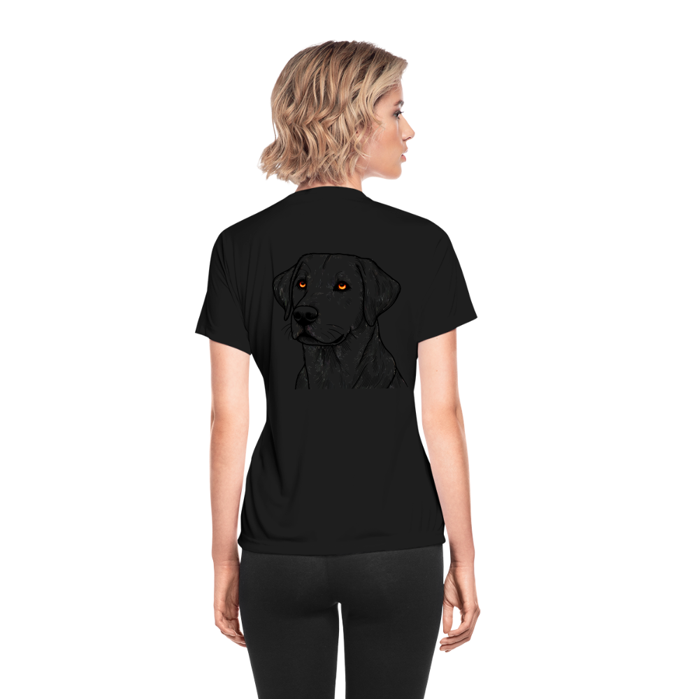 Women's Fine Line Labrador Graphic Moisture Wicking Performance T-Shirt with Logo - black