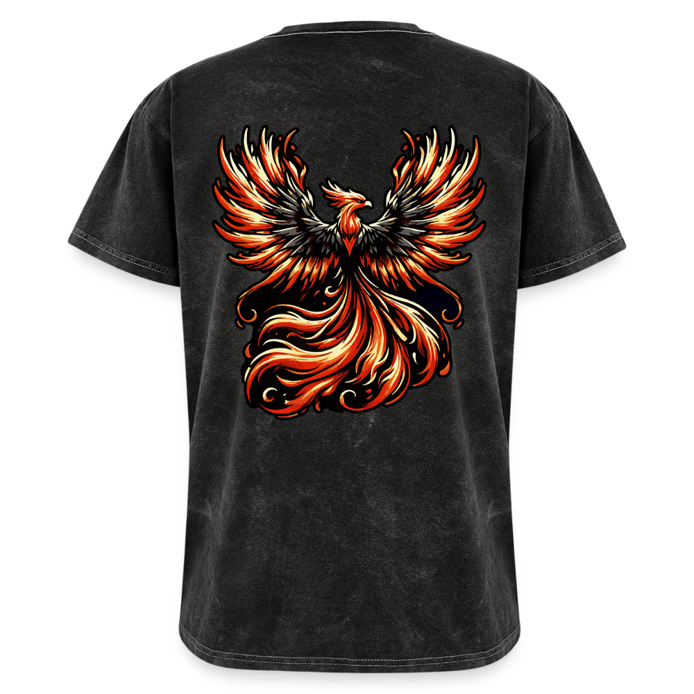 Phoenix Graphic Unisex Mineral Wash T-shirt with Logo - mineral black