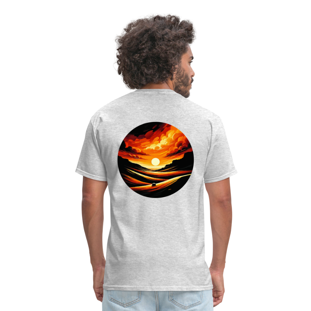 Desert Sunset Graphic Unisex Classic T-Shirt with Logo - heather gray