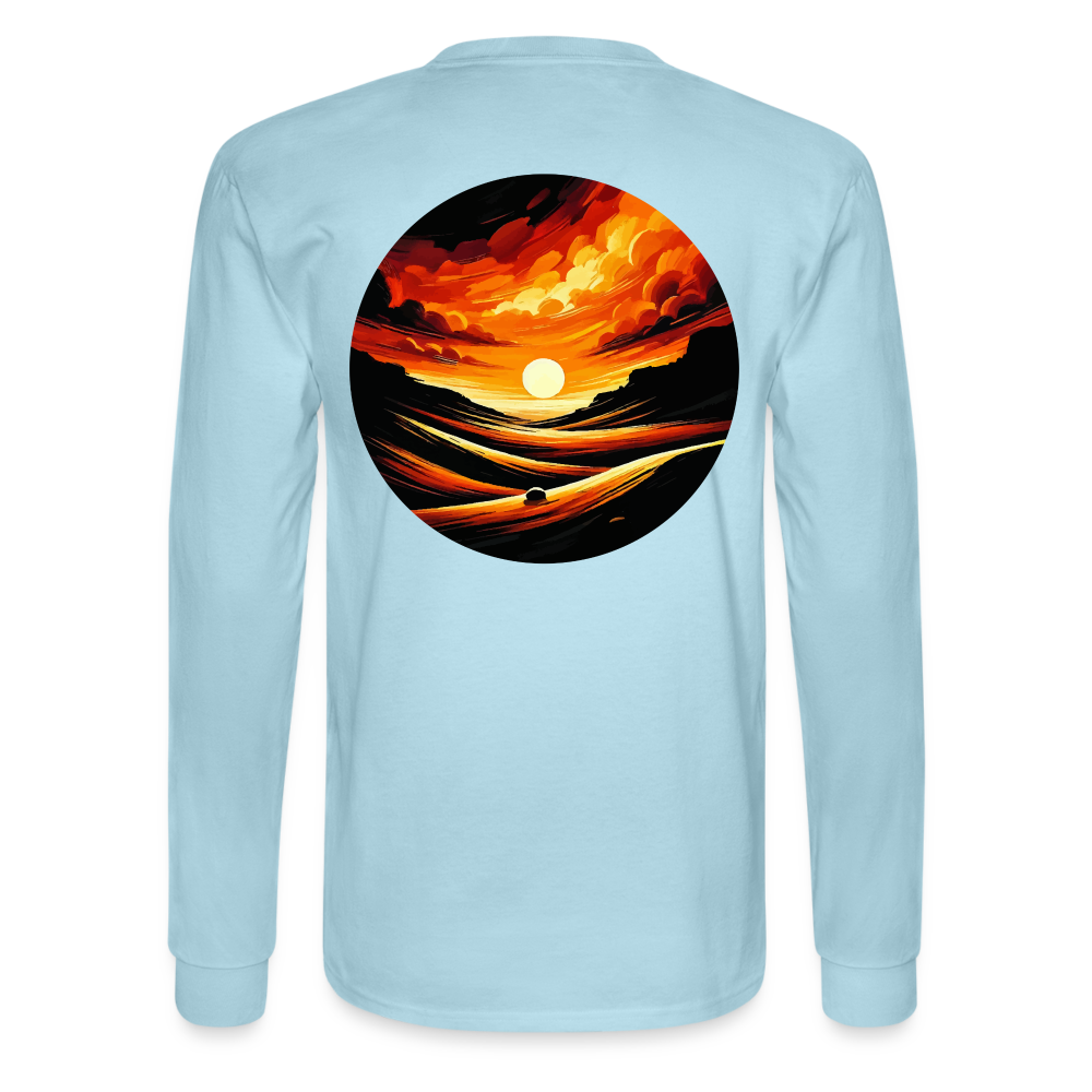 Men's Desert Sunset Graphic Long Sleeve Shirt with Logo - powder blue