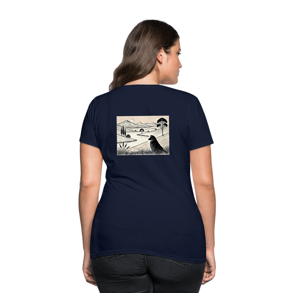 Women's Australian Shepherd Prairie T-Shirt with Logo - navy