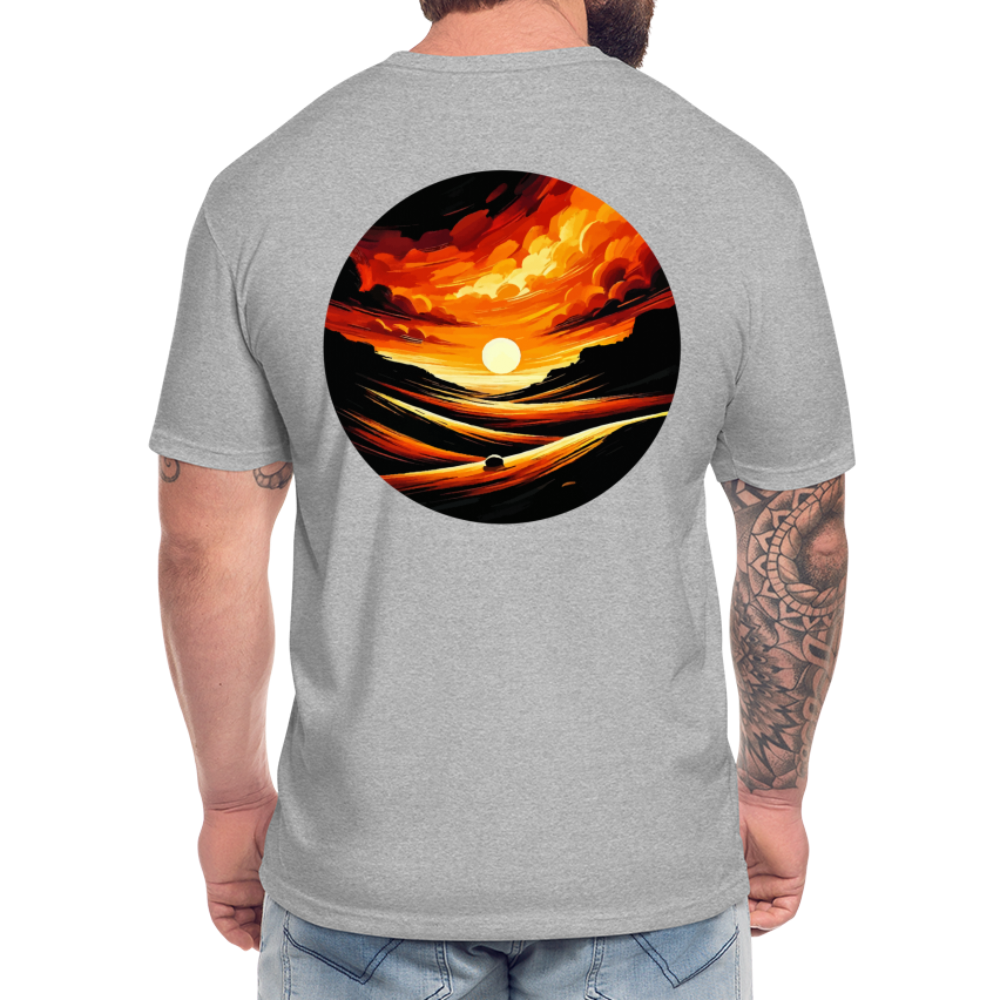 Desert Sunset Graphic Unisex Fitted Cotton/Poly T-Shirt with Logo - heather gray