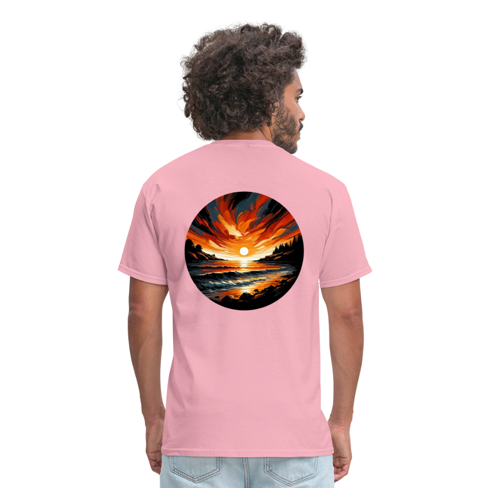 Beach Sunset Graphic Unisex Classic T-Shirt with Logo - pink