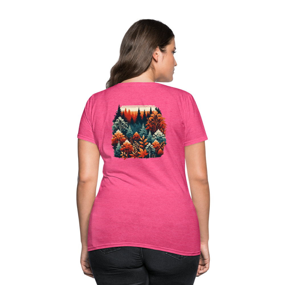 Women's Autumn Leaves Graphic T-Shirt with Logo - heather pink