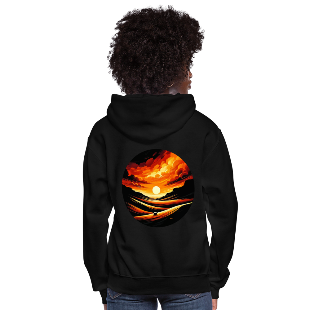 Women's Desert Sunset Graphic Hoodie with Logo - black