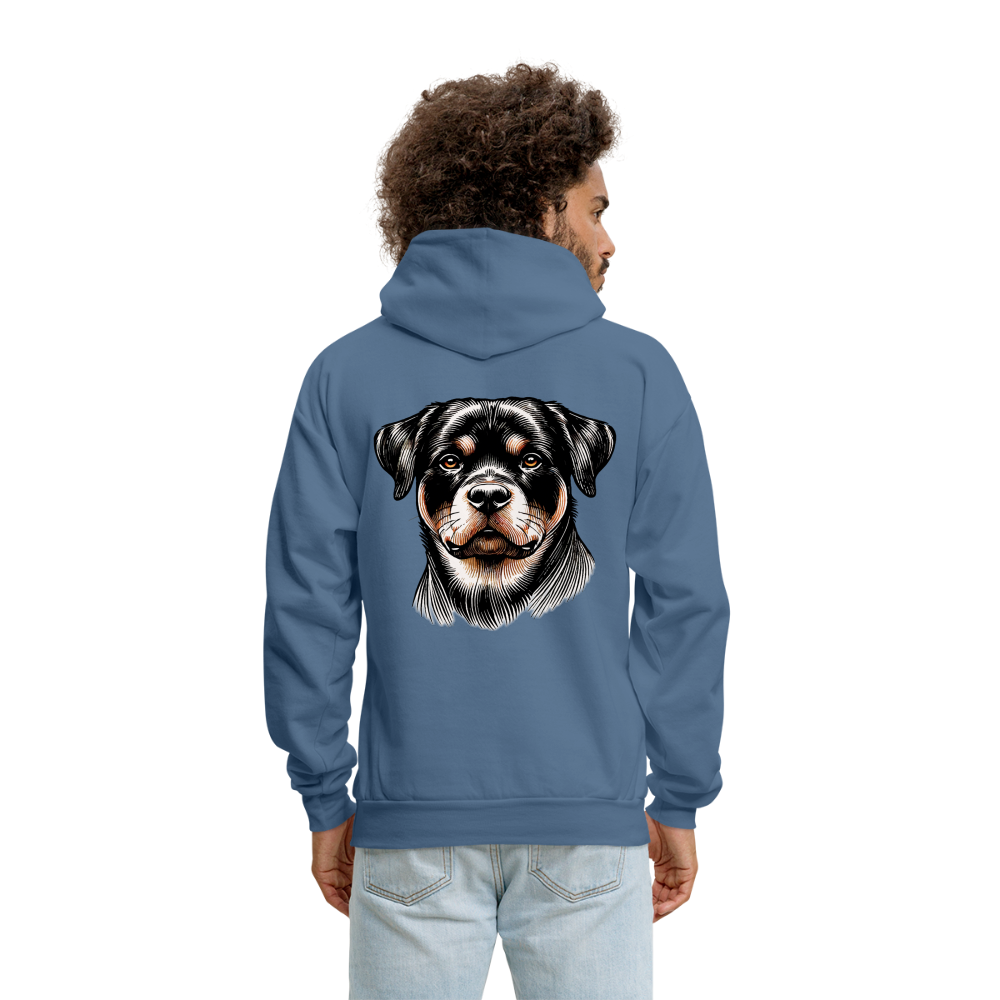 Men's Fine Line Rottweiler Graphic Hoodie with Logo - denim blue