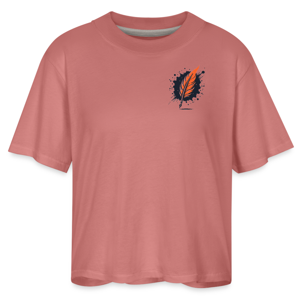 Women's Desert Sunset Graphic Boxy Tee with Logo - mauve