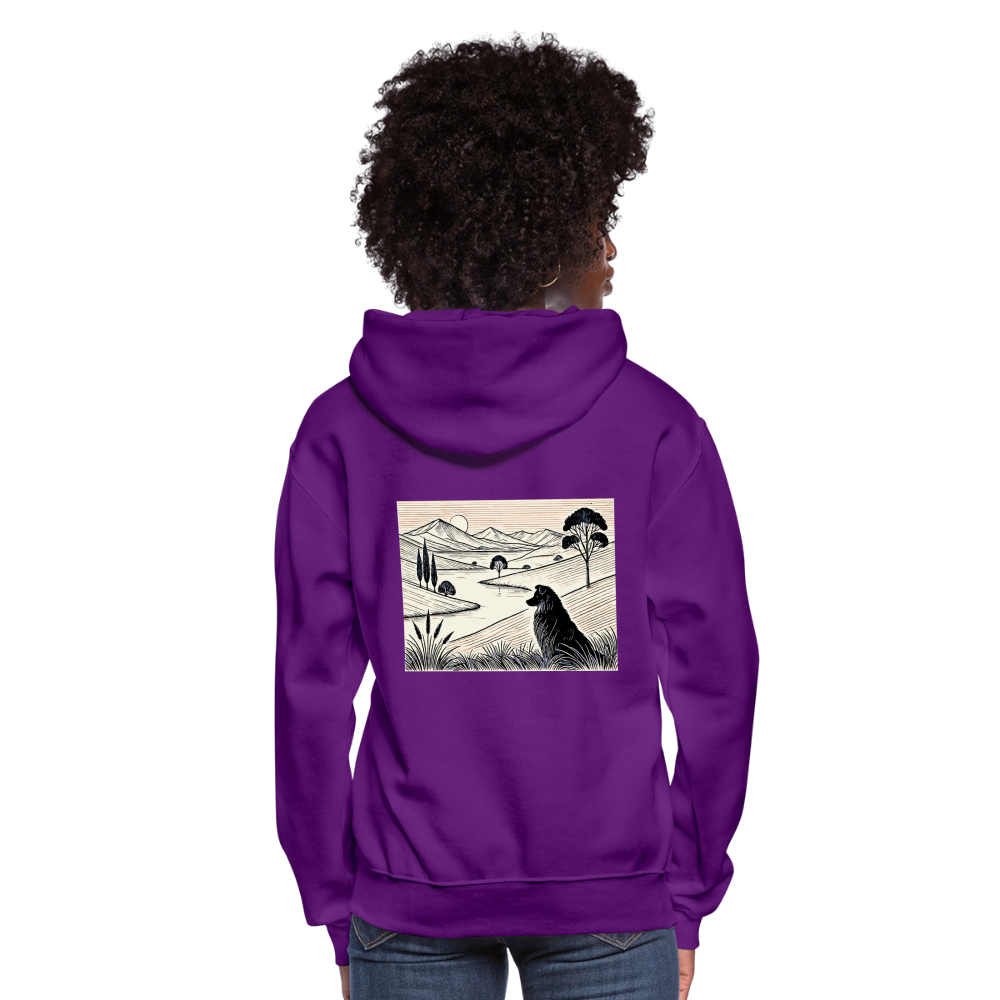 Women's Australian Shepherd Prairie Graphic Hoodie with Logo - purple