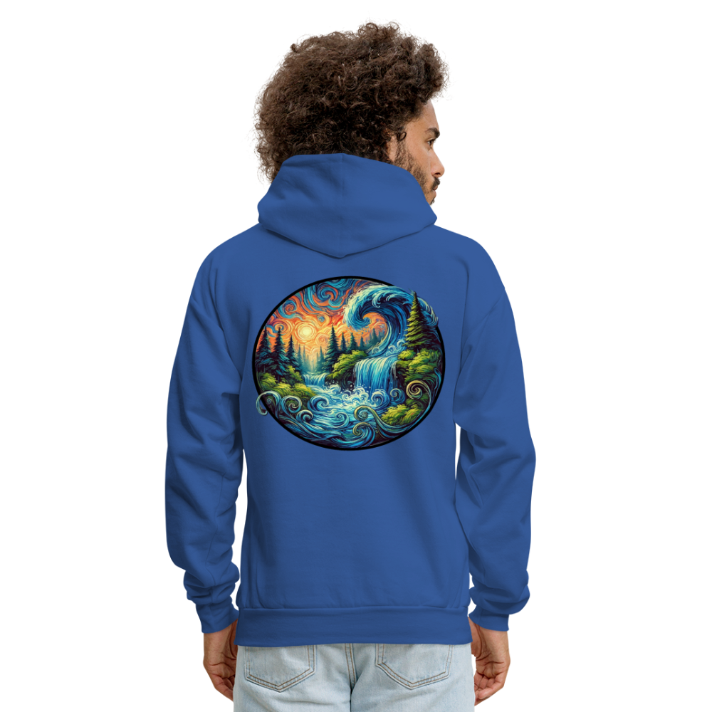 Men's Waterfall Graphic Hoodie with Logo - royal blue