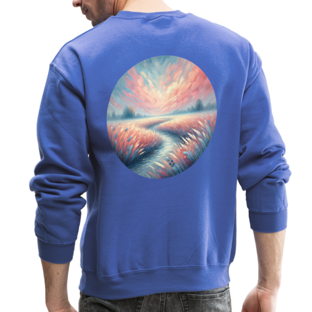 River Meadow Graphic Crewneck Sweatshirt with Logo - royal blue