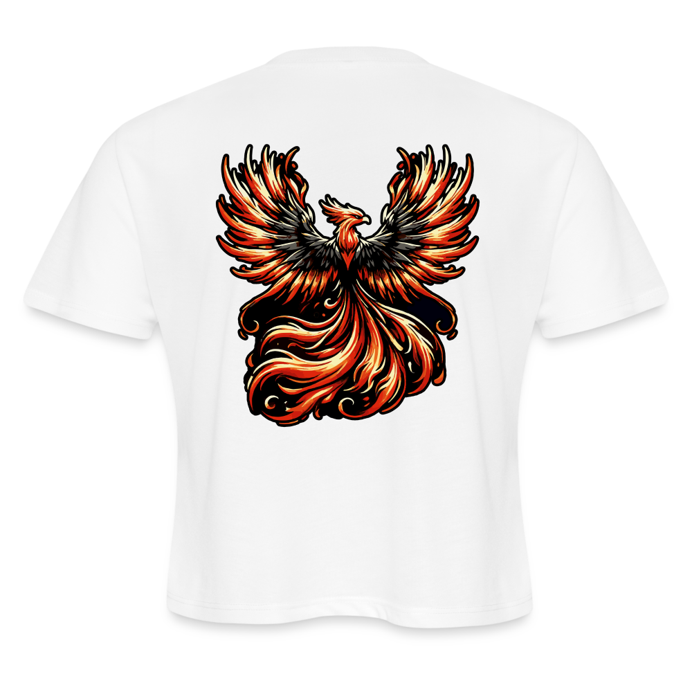 Women's Phoenix Graphic Cropped T-Shirt with Logo - white