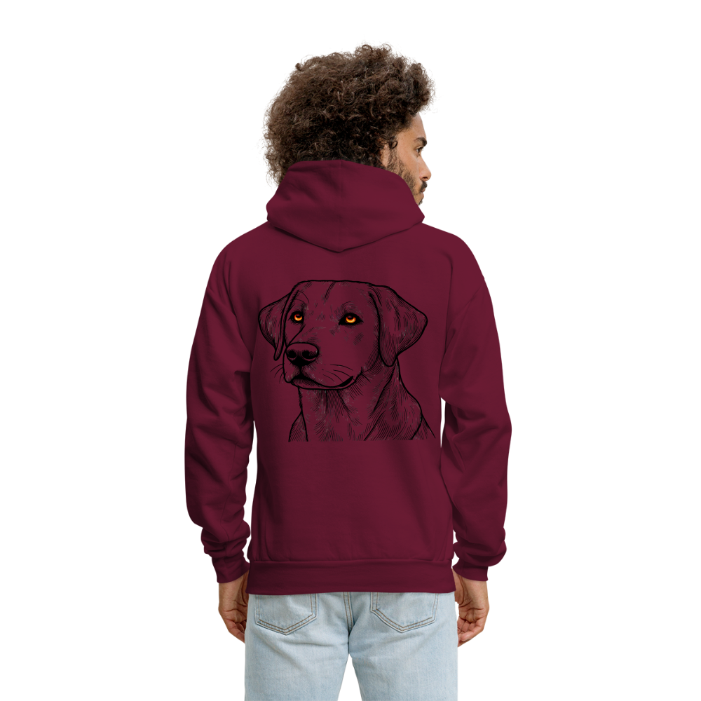 Men's Fine Line Labrador Graphic Hoodie with Logo - burgundy