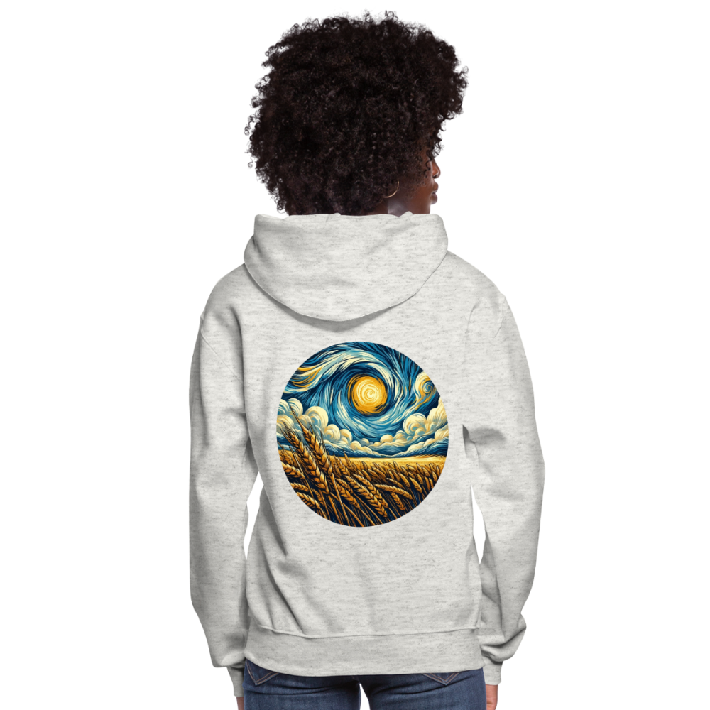 Women's Wheat Field Graphic Hoodie with Logo - heather oatmeal