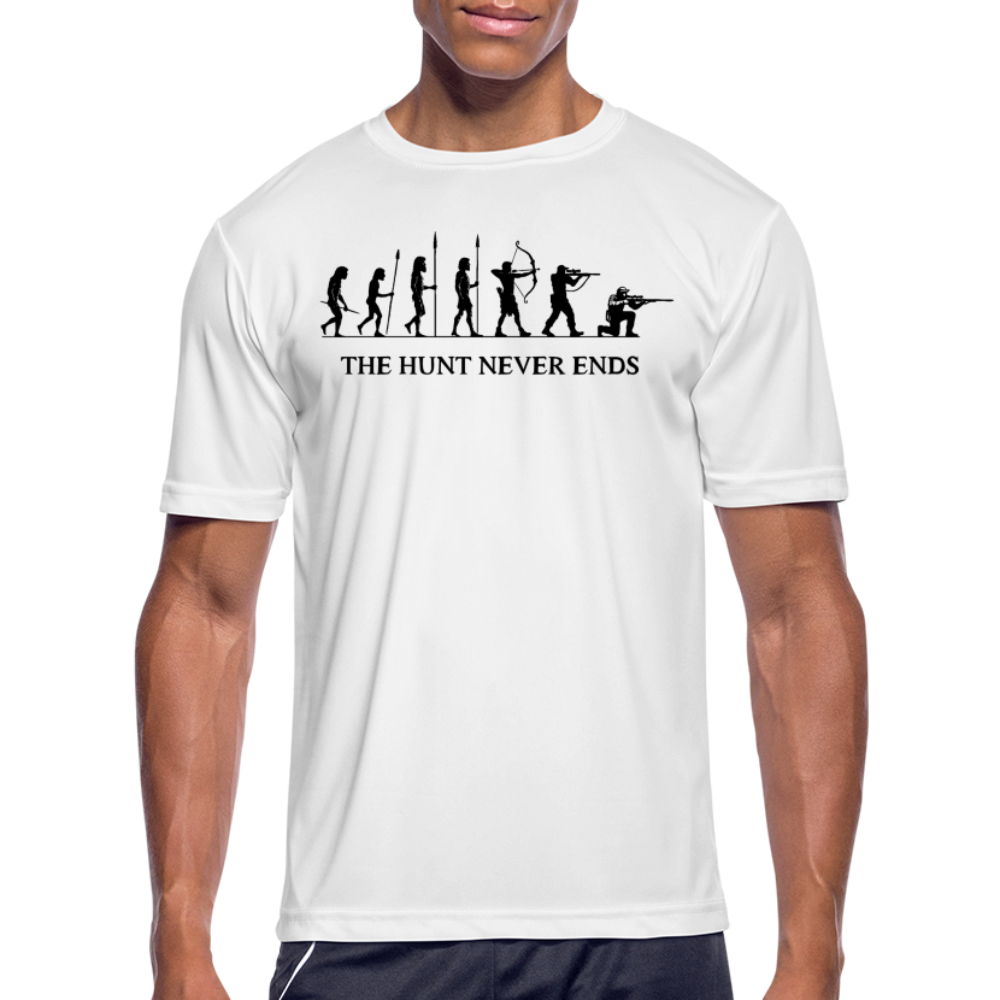 A Hunter's Evolution Moisture Wicking Performance T-Shirt with Logo - white