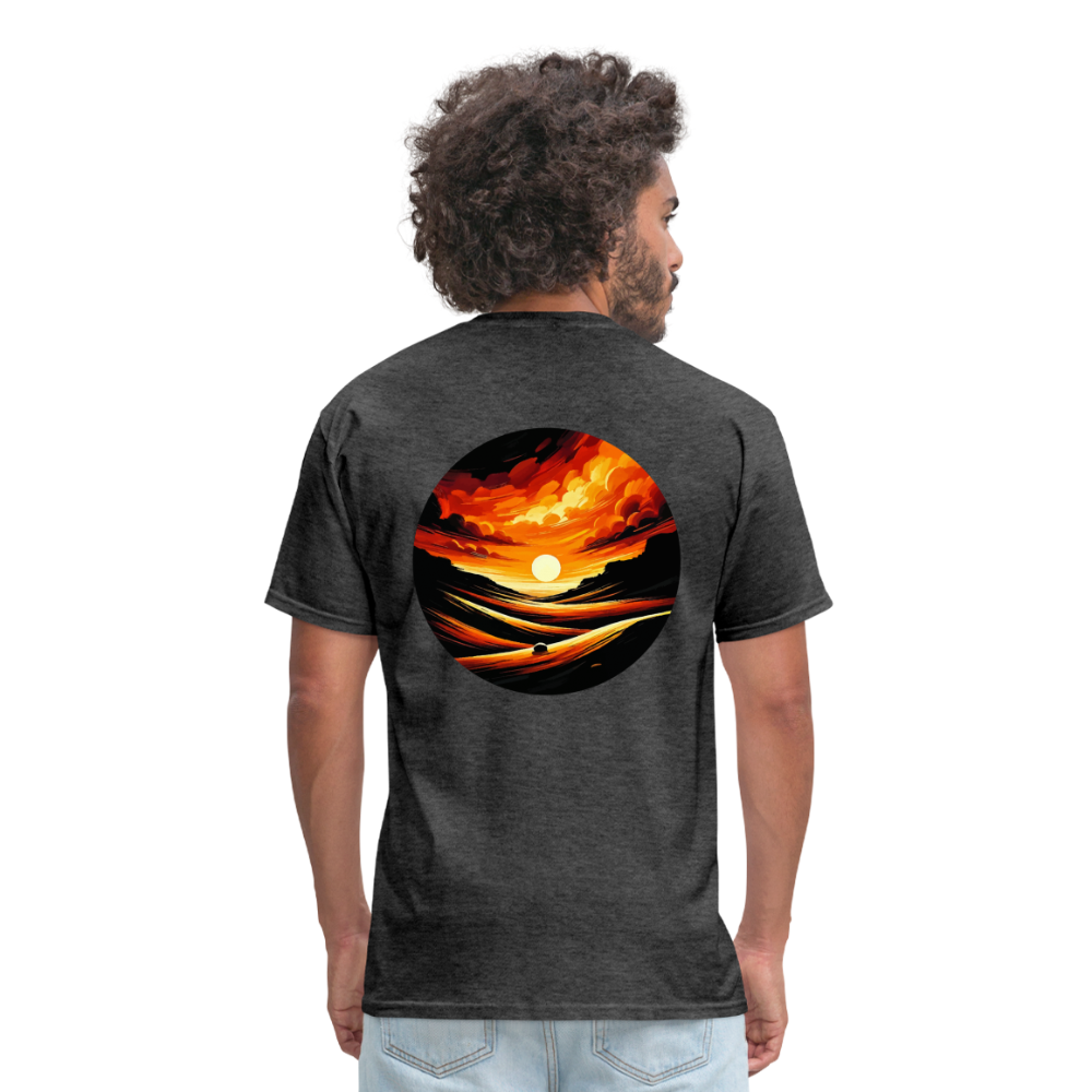 Desert Sunset Graphic Unisex Classic T-Shirt with Logo - heather black