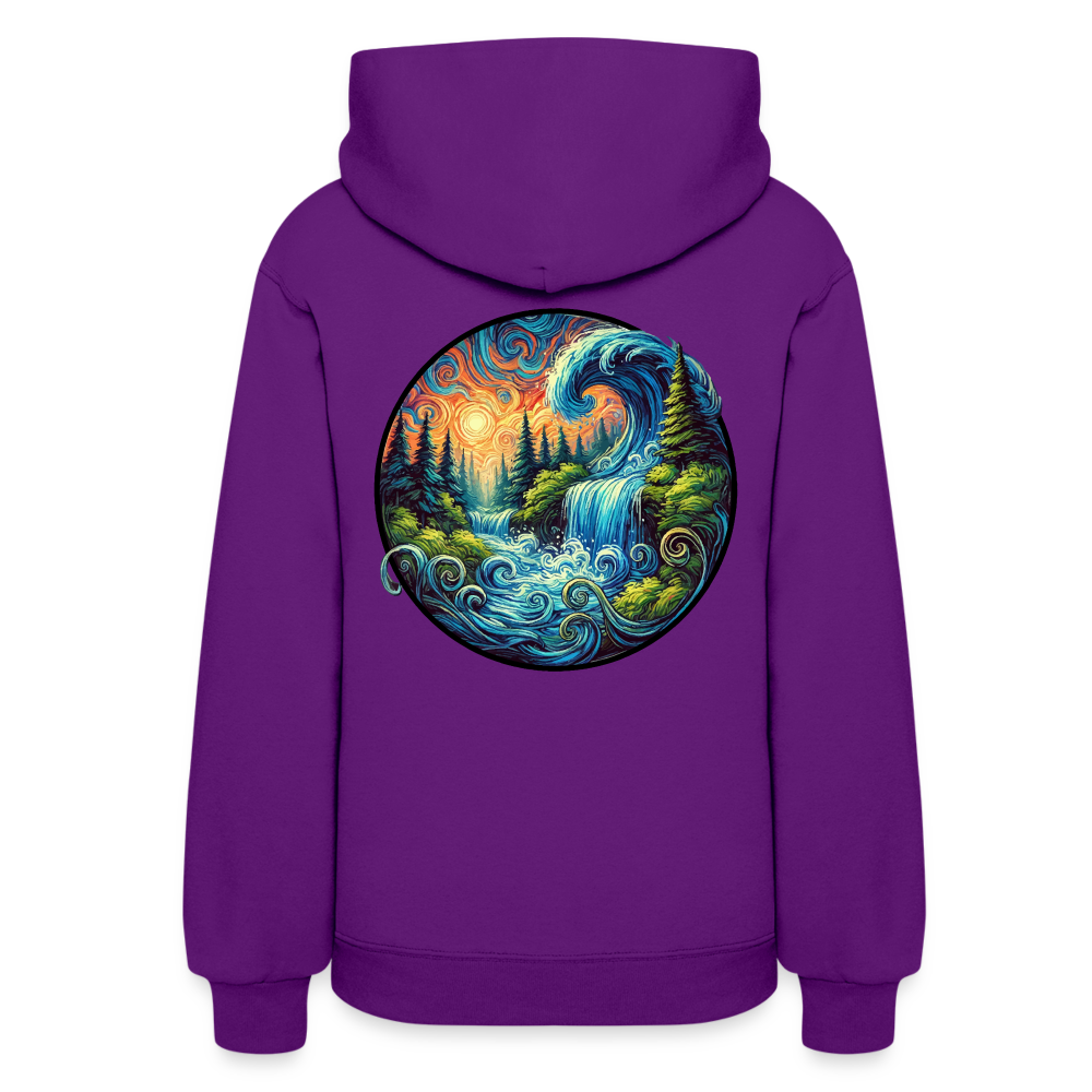 Women's Waterfall Graphic Hoodie with Logo - purple