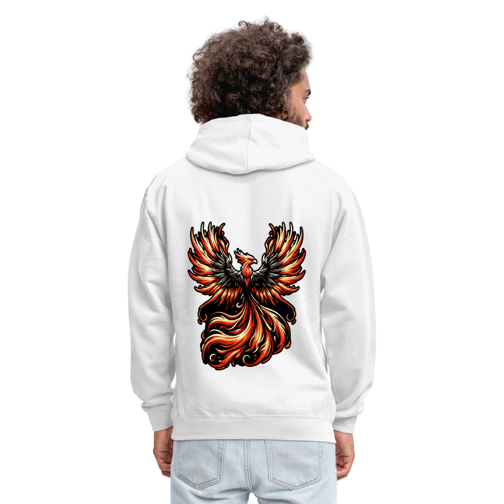 Phoenix Graphic Unisex Contrast Hoodie with Logo - white/gray