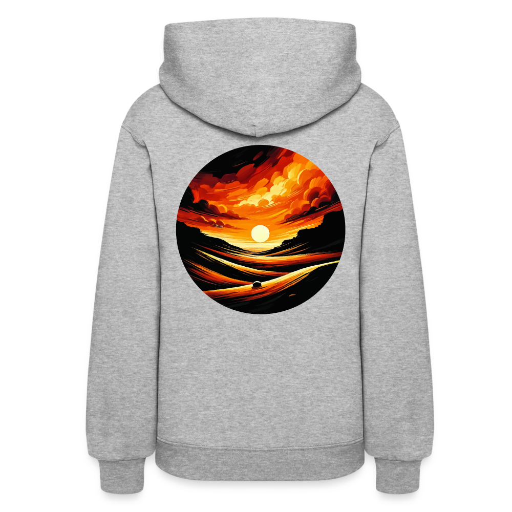 Women's Desert Sunset Graphic Hoodie with Logo - heather gray