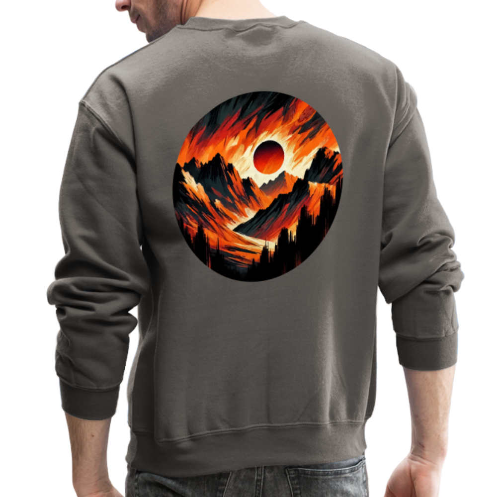 Orange and Black Mountain Range Crewneck Sweatshirt with Logo - asphalt gray