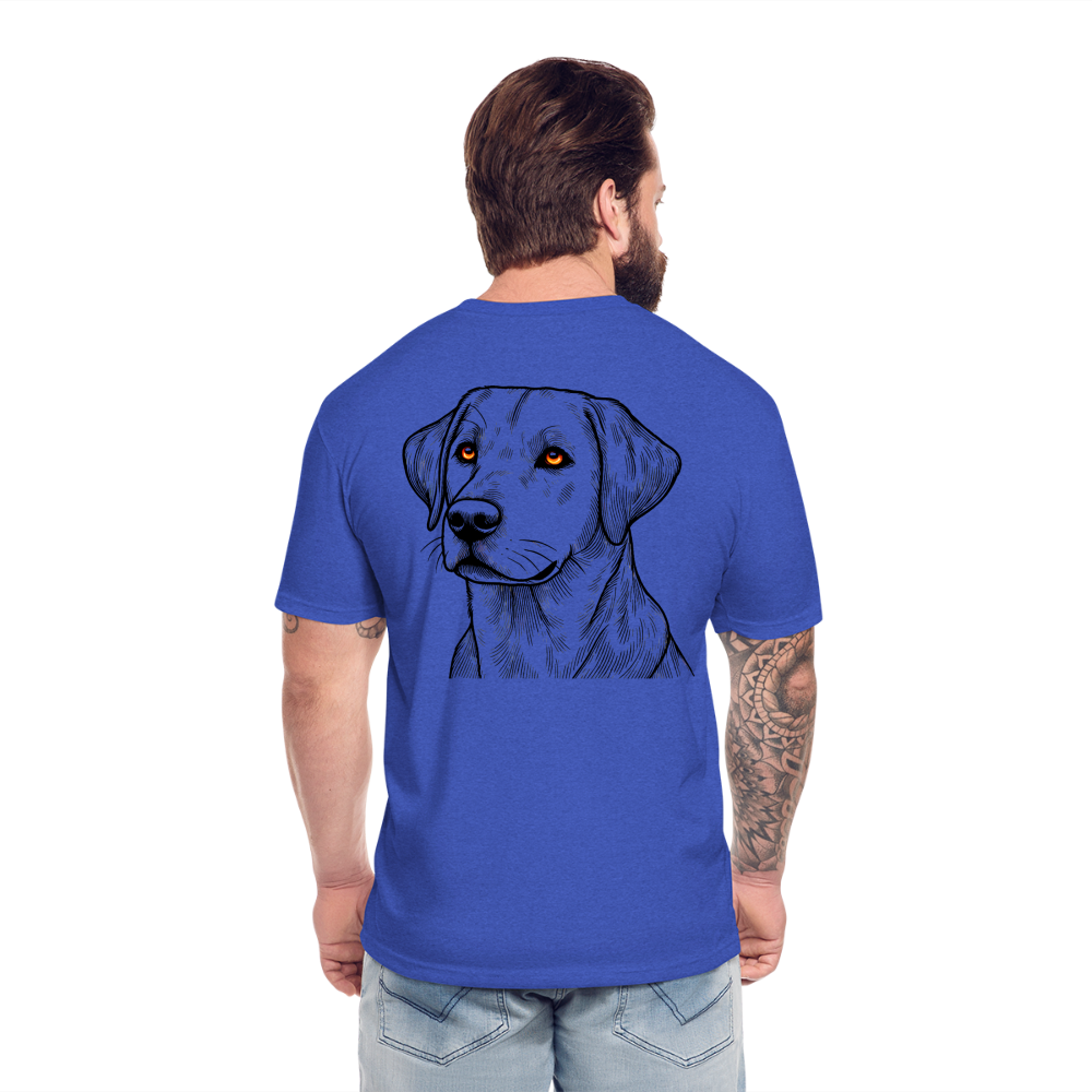 Fine Line Labrador Graphic Unisex Fitted Cotton/Poly T-Shirt with Logo - heather royal