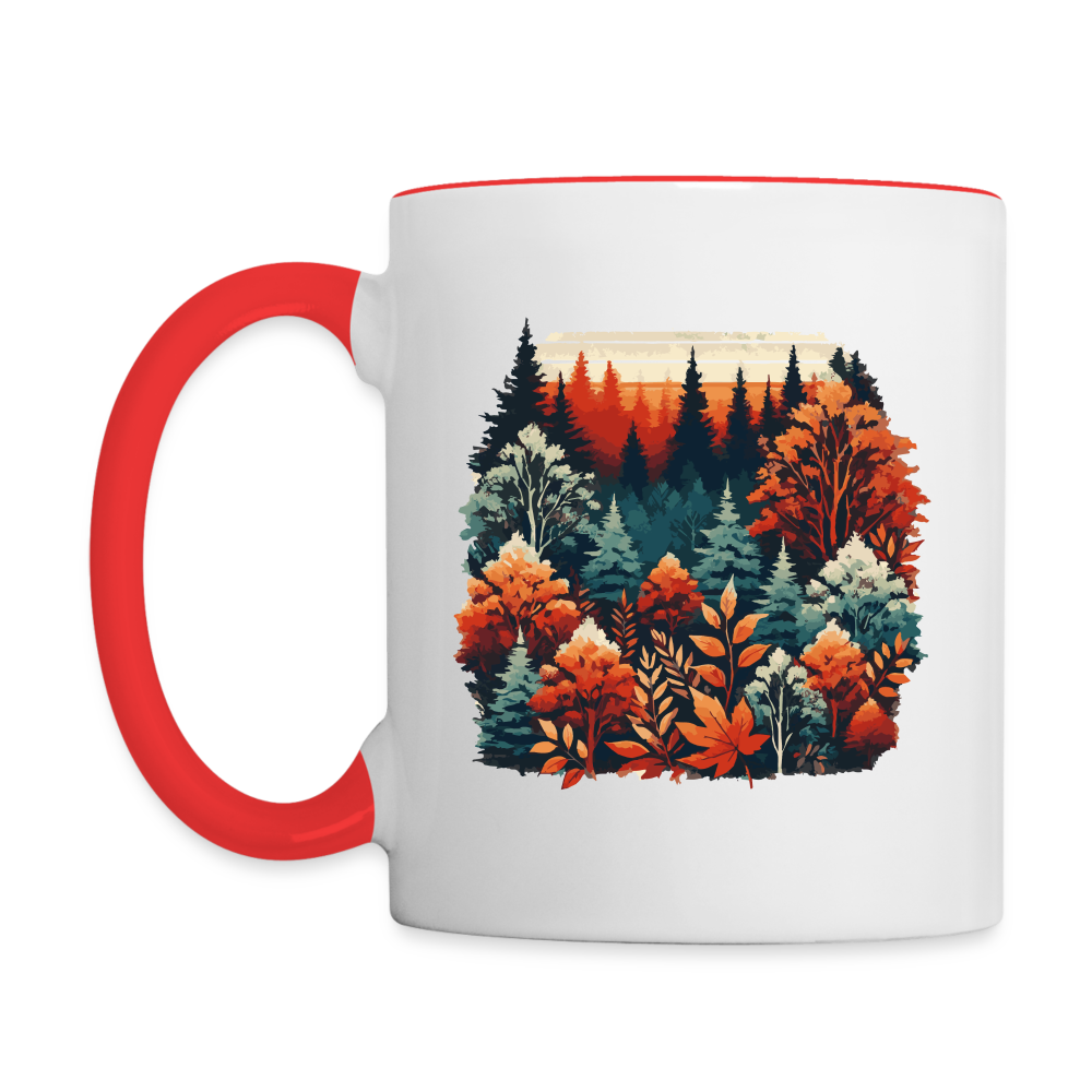 Autumn Leaves: Contrast Mug - white/red