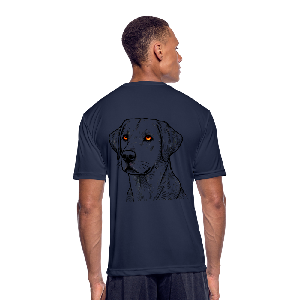 Men’s Fine Line Labrador Graphic Moisture Wicking Performance T-Shirt with Logo - navy