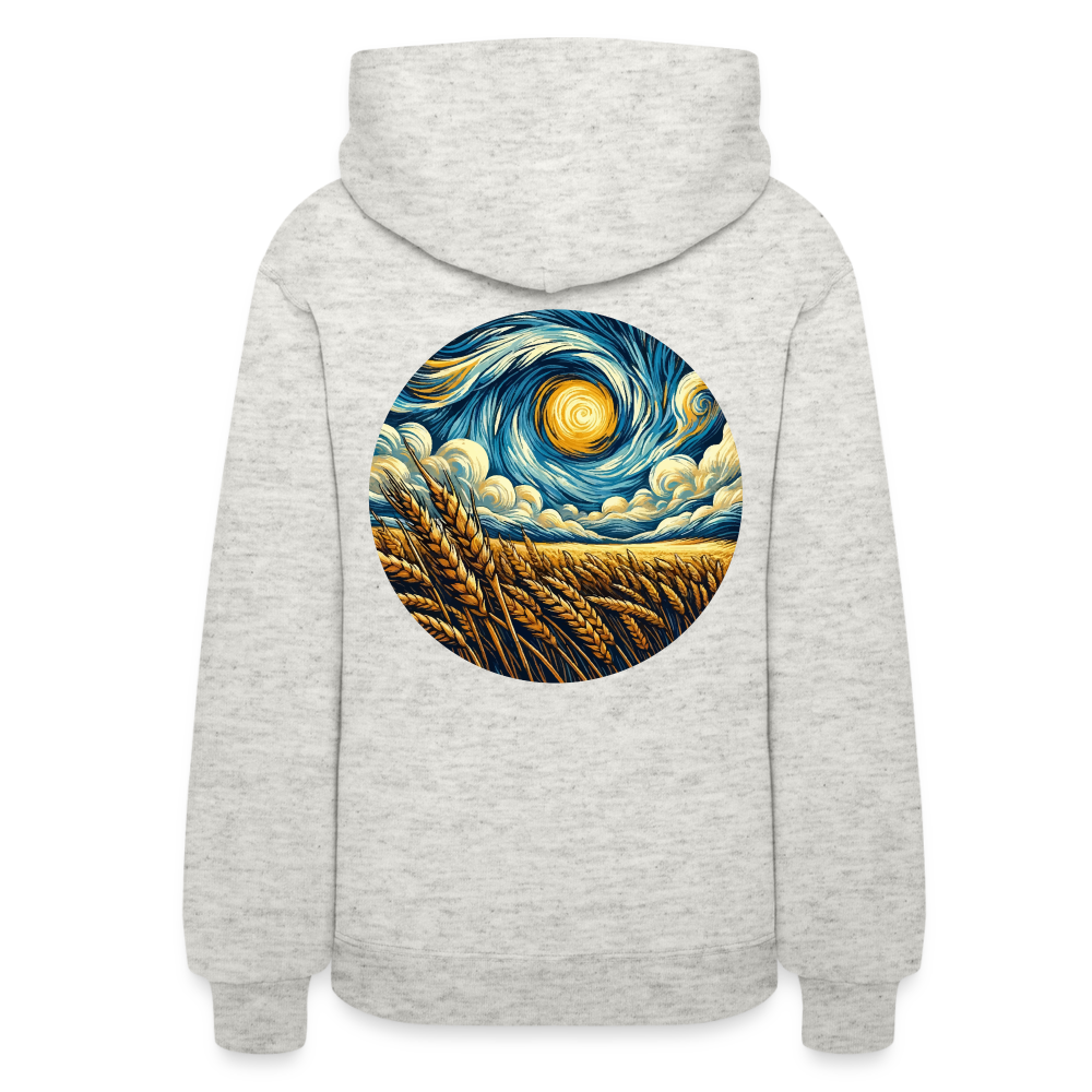 Women's Wheat Field Graphic Hoodie with Logo - heather oatmeal