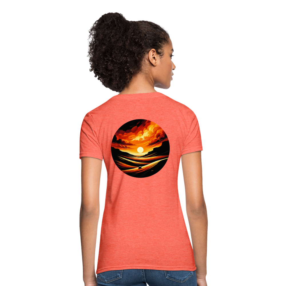 Women's Desert Sunset Graphic T-Shirt with Logo - heather coral