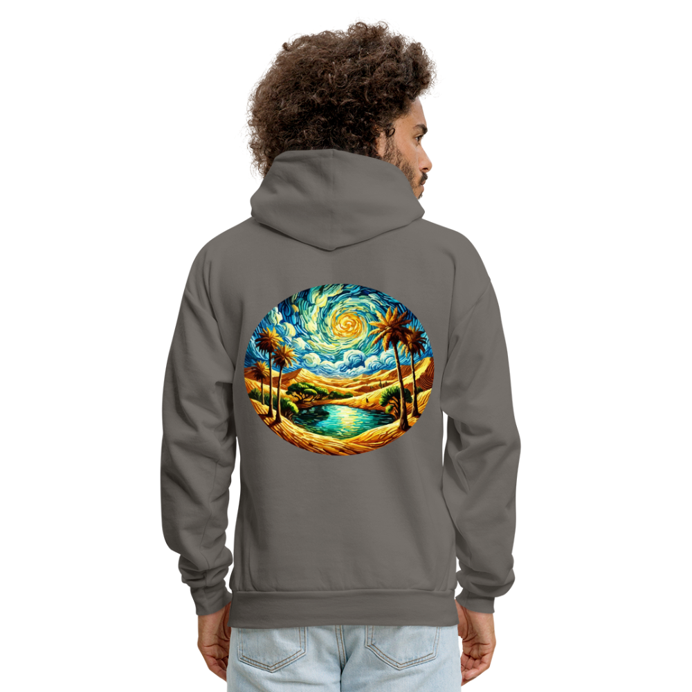 Men's Desert Oasis Graphic Hoodie with Logo - asphalt gray