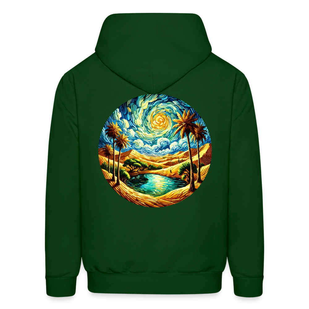 Men's Desert Oasis Graphic Hoodie with Logo - forest green