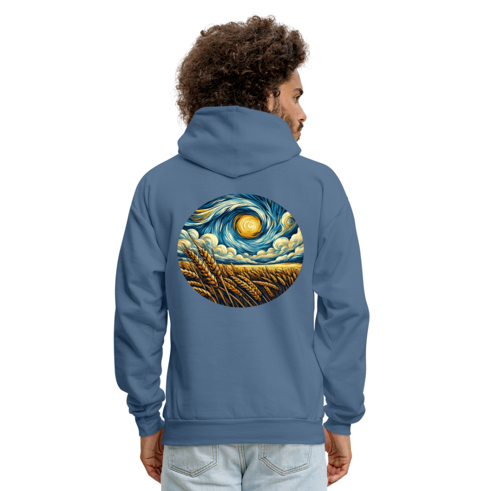 Men's Wheat Field Graphic Hoodie with Logo - denim blue