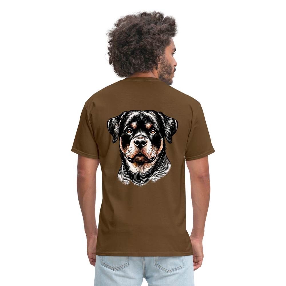 Fine Line Rottweiler Graphic Unisex Classic T-Shirt with Logo - brown