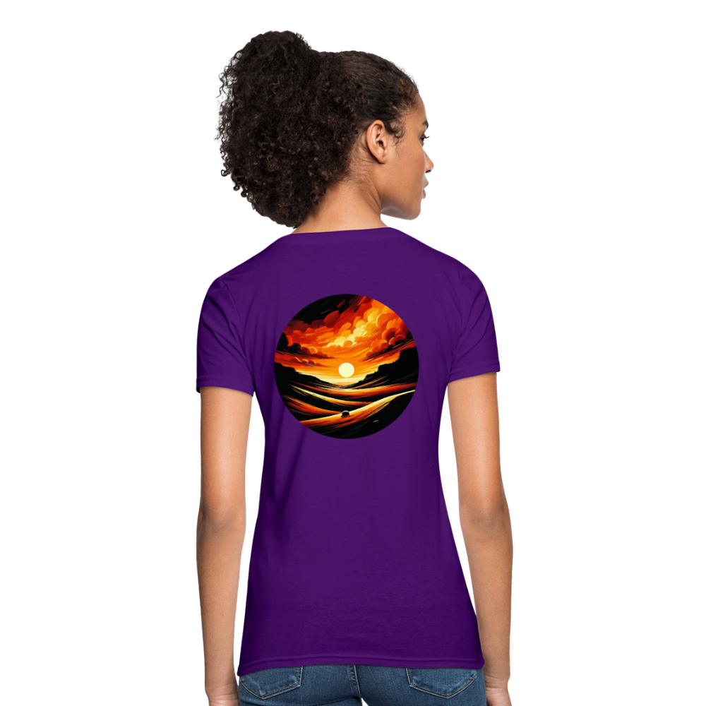 Women's Desert Sunset Graphic T-Shirt with Logo - purple