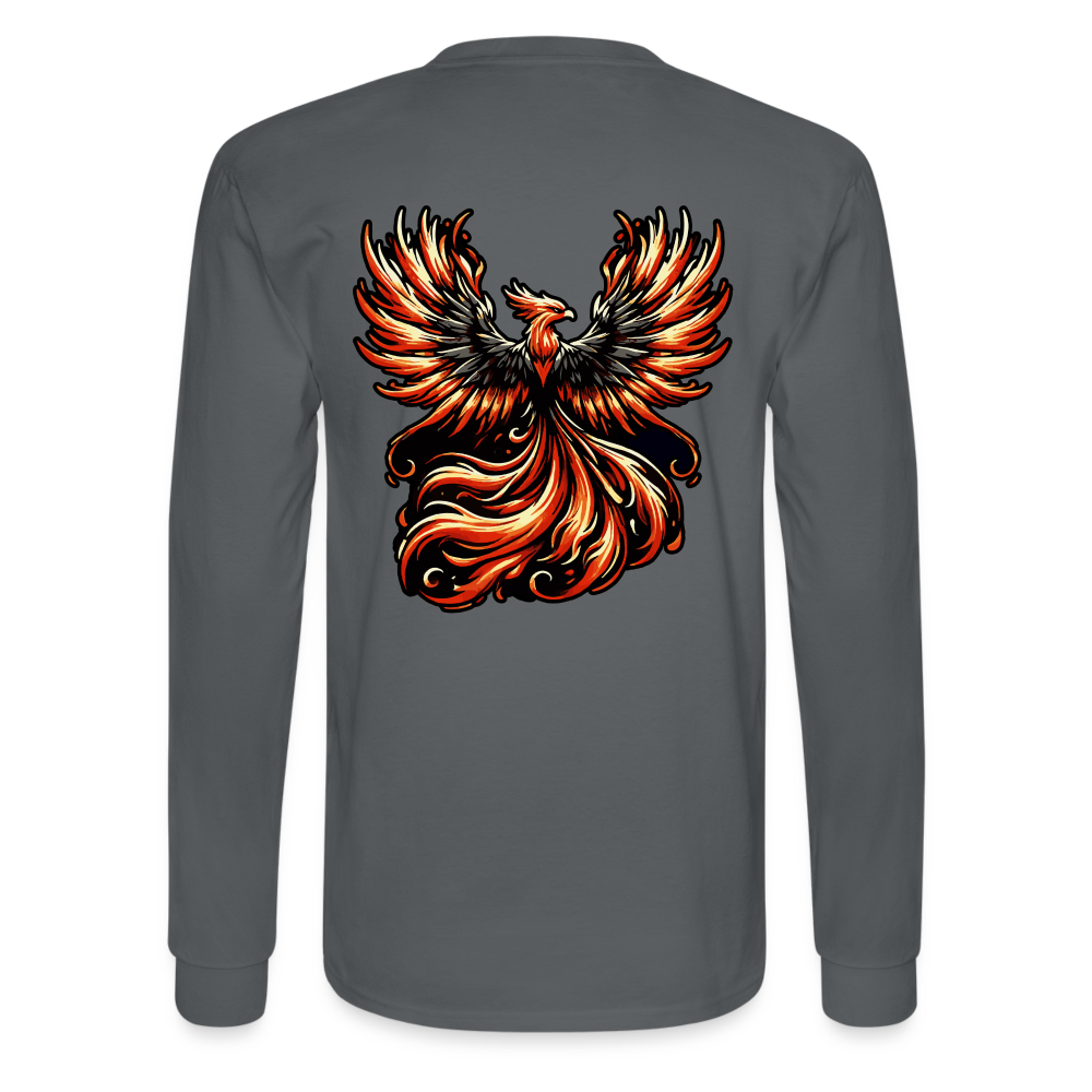 Men's Phoenix Graphic Long Sleeve Shirt with Logo - charcoal