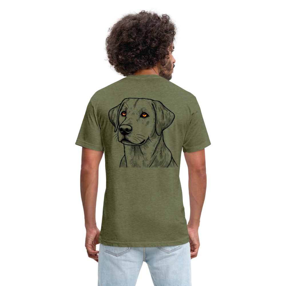 Fine Line Labrador Graphic Unisex Fitted Cotton/Poly T-Shirt with Logo - heather military green